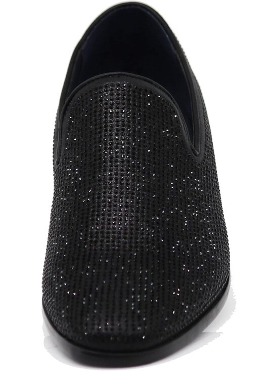 Enzo Romeo Men\'s Black68 Vintage Velvet Rhinestone Loafer Slip On Tuxedo Shoes main image 4